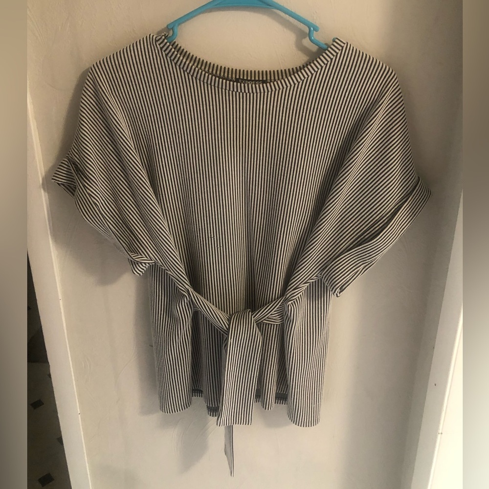 Express black and white stripped blouse.